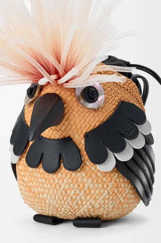 Bird Bag in Iraca Palm and Calfskin Bird Bag in Iraca Palm and Calfskin