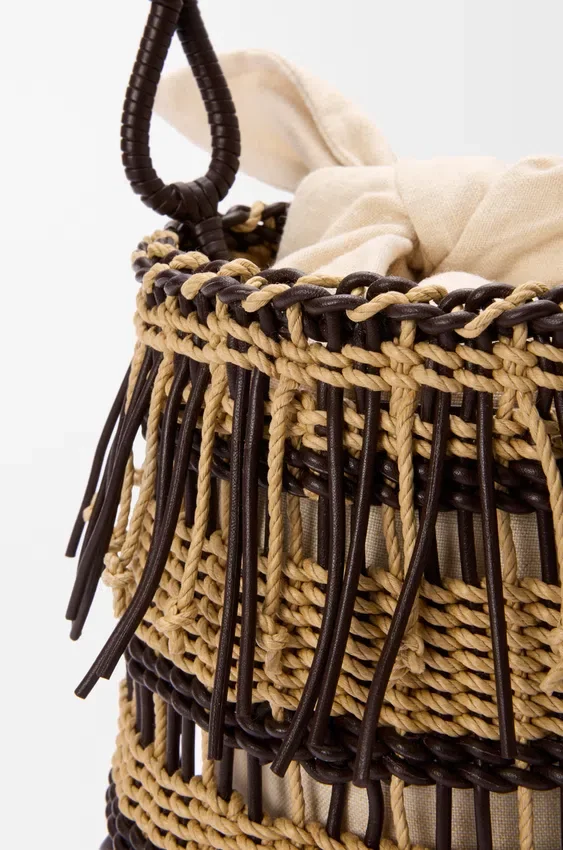 Bucket in Cord and Leather Bucket in Cord and Leather
