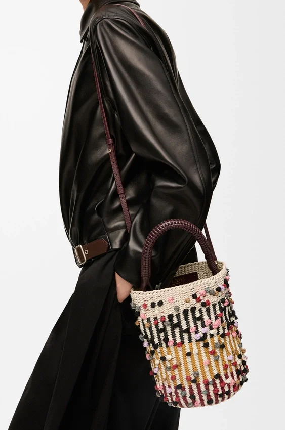 Bucket in Cord, Leather and Wool Bucket in Cord, Leather and Wool