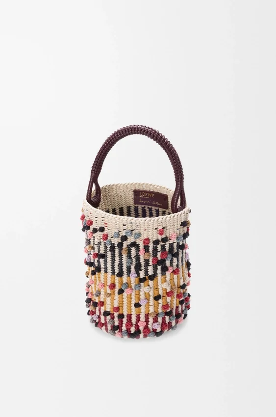 Bucket in Cord, Leather and Wool Bucket in Cord, Leather and Wool