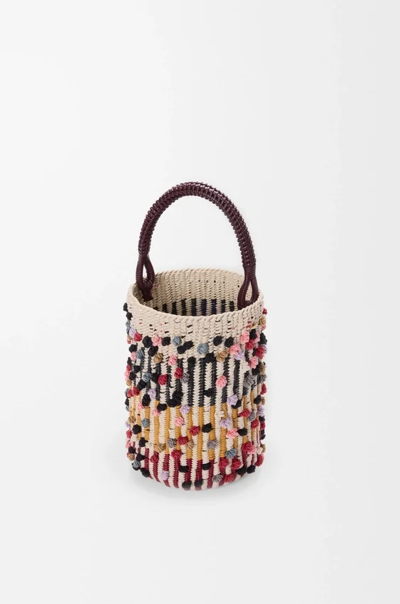 Bucket in Cord, Leather and Wool Bucket in Cord, Leather and Wool