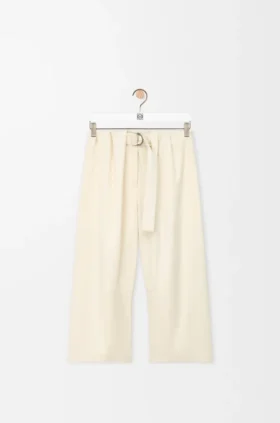 Cropped Belted Trousers in Cotton and Silk