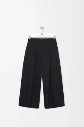 Cropped Trousers in Cotton and Silk