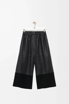 Cropped Trousers in Nappa Lambskin and Suede Goatskin