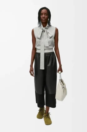 Cropped Trousers in Nappa Lambskin and Suede Goatskin