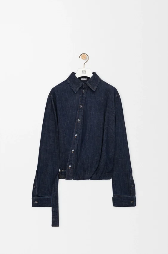 Draped Shirt in Denim Draped Shirt in Denim