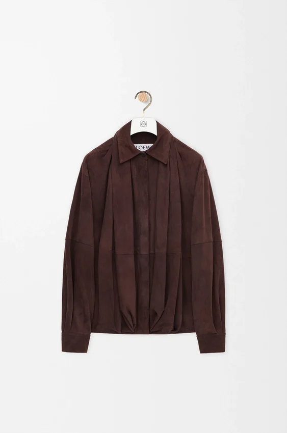 Draped Shirt in Suede Goatskin Draped Shirt in Suede Goatskin