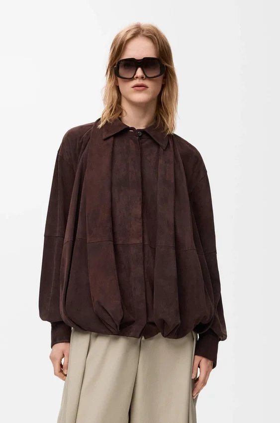Draped Shirt in Suede Goatskin Draped Shirt in Suede Goatskin