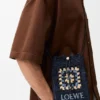 Drawstring Pocket in Classic Calfskin and Raffia