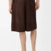 Drawstring Shorts in Suede Goatskin