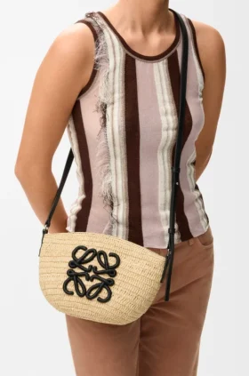 Eclipse Pochette in Raffia and Calfskin Eclipse Pochette in Raffia and Calfskin