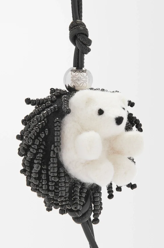 Hedgehog Charm in Felt, Beads and Calfskin Hedgehog Charm in Felt, Beads and Calfskin