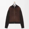 Hybrid Zip-Up Hoodie in Suede Goatskin and Wool Blend