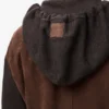 Hybrid Zip-Up Hoodie in Suede Goatskin and Wool Blend