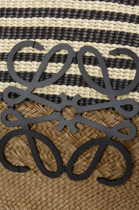 Large Anagram Basket in Iraca Palm and Calfskin Large Anagram Basket in Iraca Palm and Calfskin