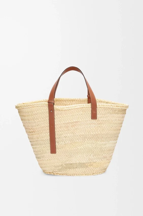 Large Classic Basket in Palm Leaf and Calfskin Large Classic Basket in Palm Leaf and Calfskin