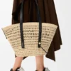 Medium Braid Basket in Iraca Palm and Calfskin
