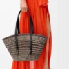Medium Braid Basket in Iraca Palm and Calfskin