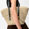 Medium Braid Basket in Iraca Palm and Calfskin