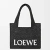 Medium Loewe Font Tote in Raffia
