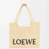 Medium Loewe Font Tote in Raffia