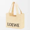 Medium Loewe Font Tote in Raffia