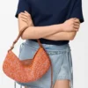 Medium Loewe Swing Bag in Raffia and Calfskin