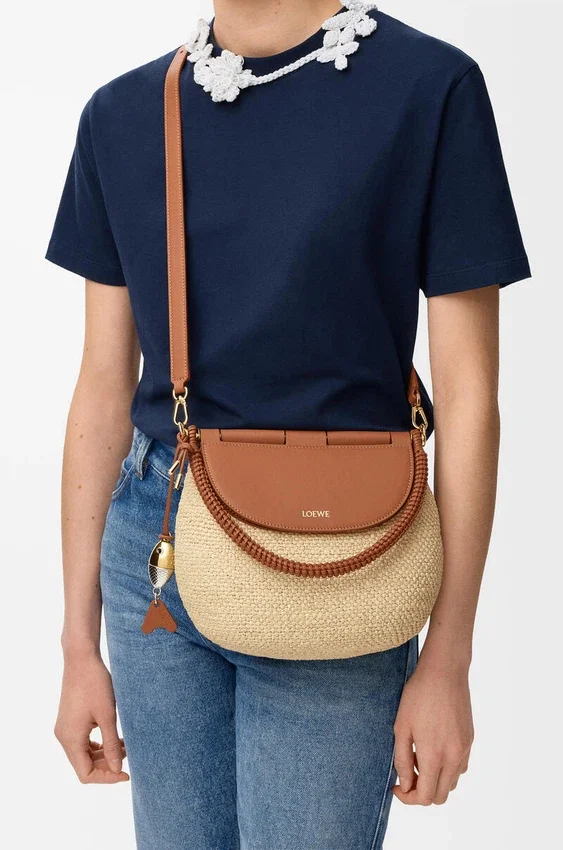 Medium Pescador Bag in Raffia and Calfskin Medium Pescador Bag in Raffia and Calfskin