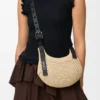 Mini Punch Hole Hobo in Raffia and Calfskin