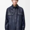 Overshirt in Nappa Lambskin and Cotton