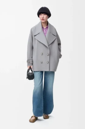 Pebble Peacoat in Wool
