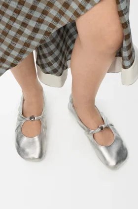 Pebble Soft Ballerina in Laminated Nappa Lambskin Pebble Soft Ballerina in Laminated Nappa Lambskin