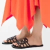 Petal Anagram Slide in Calfskin