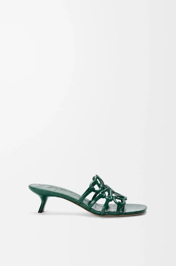 Petal Anagram Slide in Croc-Embossed Calfskin Petal Anagram Slide in Croc-Embossed Calfskin