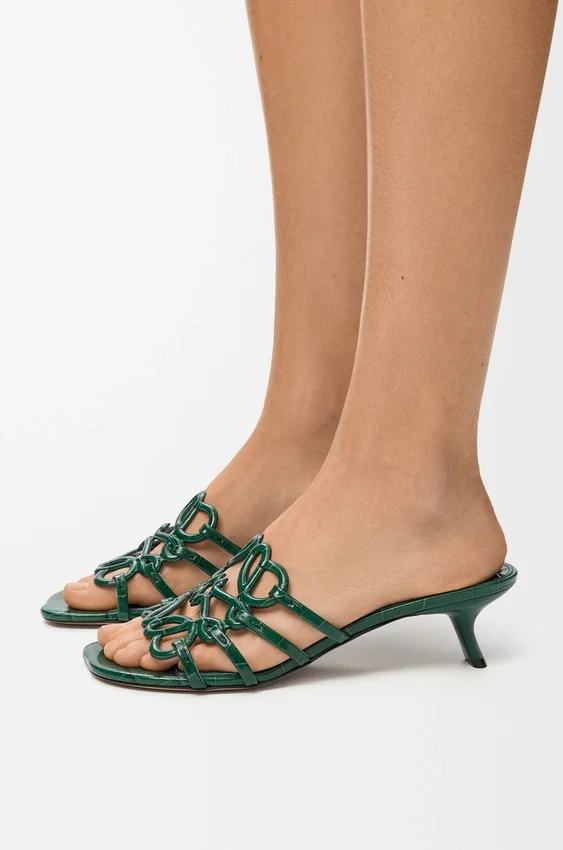 Petal Anagram Slide in Croc-Embossed Calfskin Petal Anagram Slide in Croc-Embossed Calfskin