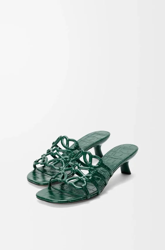 Petal Anagram Slide in Croc-Embossed Calfskin Petal Anagram Slide in Croc-Embossed Calfskin