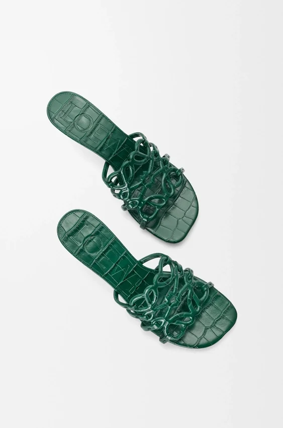 Petal Anagram Slide in Croc-Embossed Calfskin Petal Anagram Slide in Croc-Embossed Calfskin