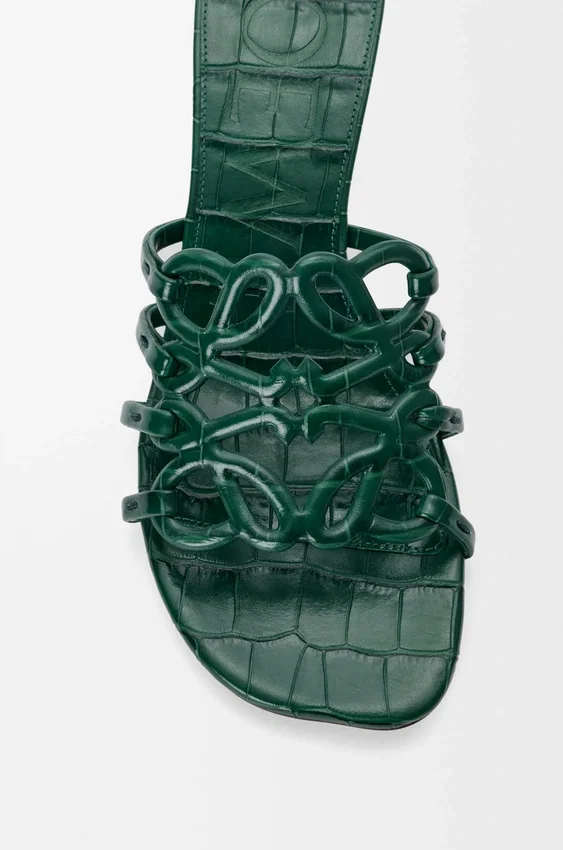 Petal Anagram Slide in Croc-Embossed Calfskin Petal Anagram Slide in Croc-Embossed Calfskin