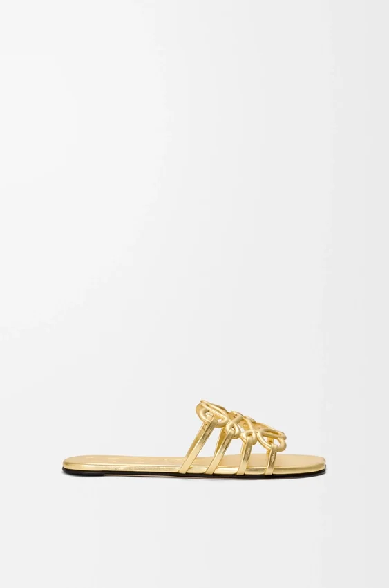 Petal Anagram Slide in Laminated Lambskin Petal Anagram Slide in Laminated Lambskin