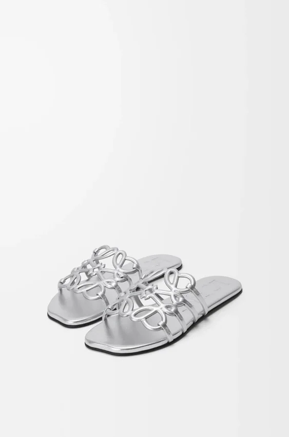 Petal Anagram Slide in Laminated Lambskin Petal Anagram Slide in Laminated Lambskin