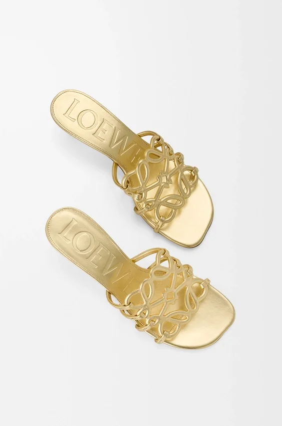 Petal Anagram Slide in Laminated Lambskin Petal Anagram Slide in Laminated Lambskin
