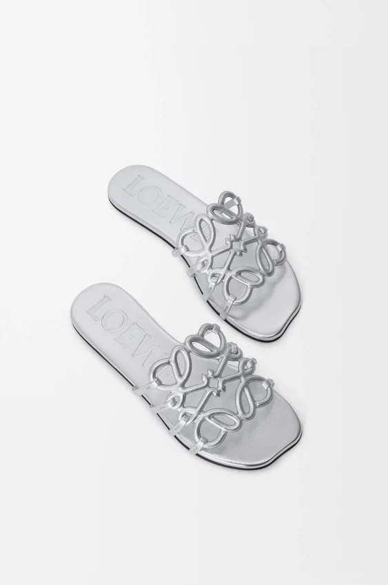 Petal Anagram Slide in Laminated Lambskin Petal Anagram Slide in Laminated Lambskin