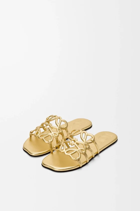 Petal Anagram Slide in Laminated Lambskin Petal Anagram Slide in Laminated Lambskin
