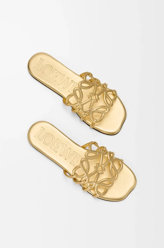 Petal Anagram Slide in Laminated Lambskin Petal Anagram Slide in Laminated Lambskin