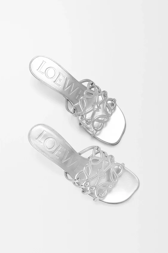 Petal Anagram Slide in Laminated Lambskin Petal Anagram Slide in Laminated Lambskin