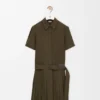 Pleated Dress in Cotton Blend