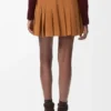 Pleated Mini Skirt in Suede Lambskin