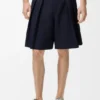 Pleated Shorts in Cotton and Linen