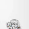 Push Pin Ring in Sterling Silver and Crystals