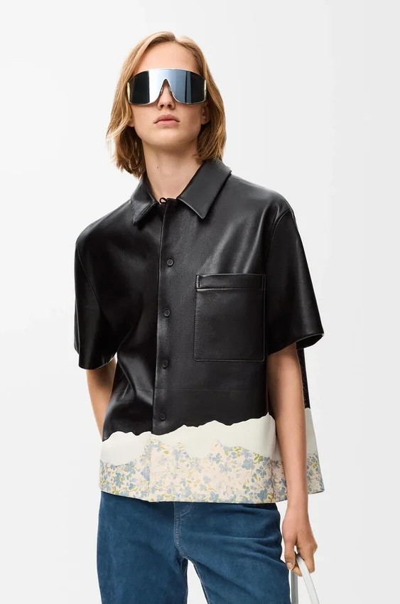 Short Sleeve Shirt in Nappa Lambskin Short Sleeve Shirt in Nappa Lambskin
